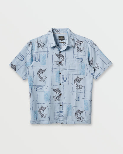 Waterman Big Day Short Sleeve Shirt - Ashley Blue Quick Silver Ashley Blue