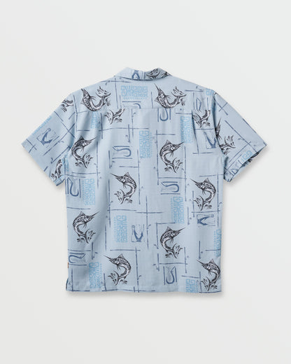 Waterman Big Day Short Sleeve Shirt - Ashley Blue Quick Silver Ashley Blue