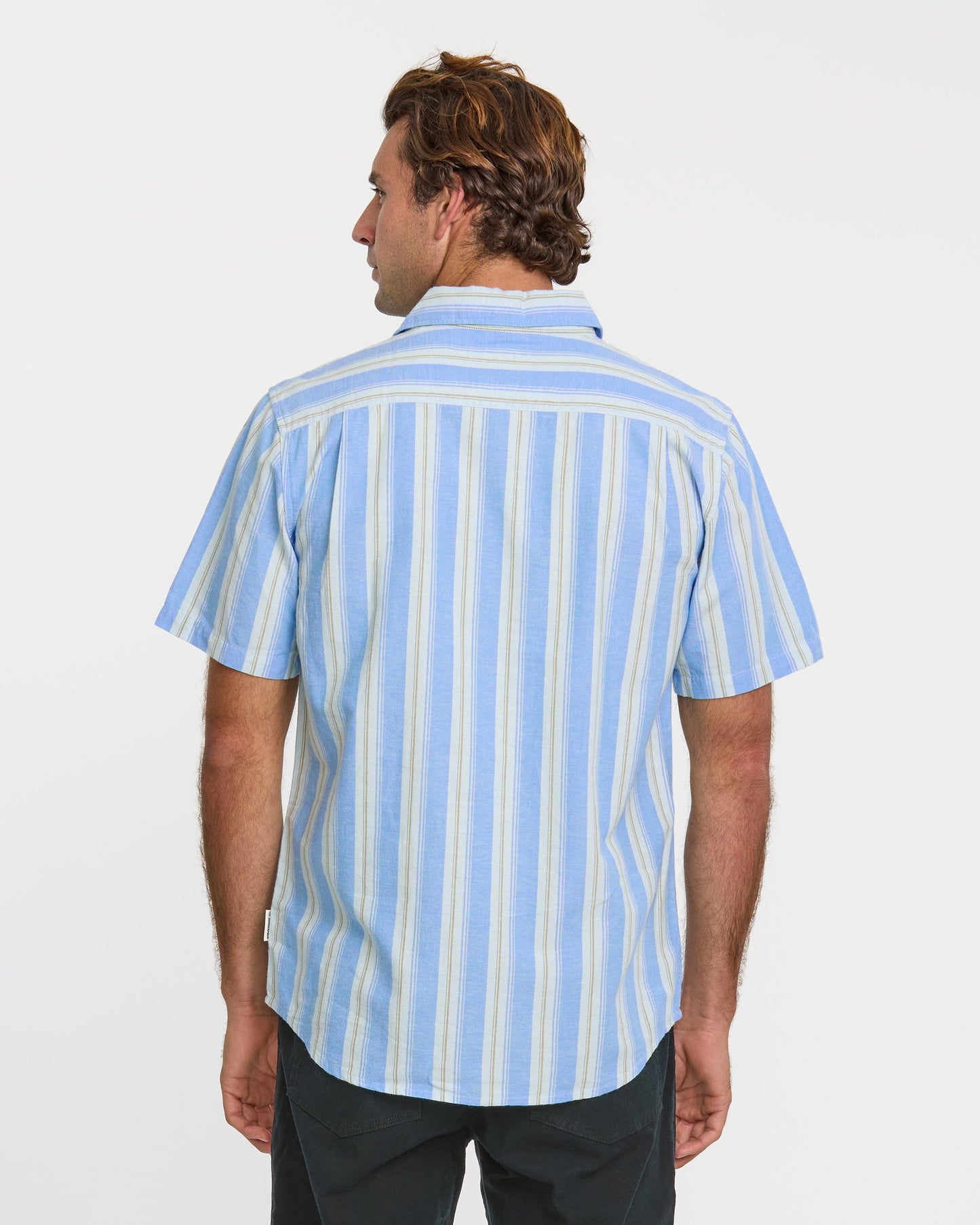 Oxford Stripe Classic Short Sleeve Shirt - Azure Quick Silver Azure