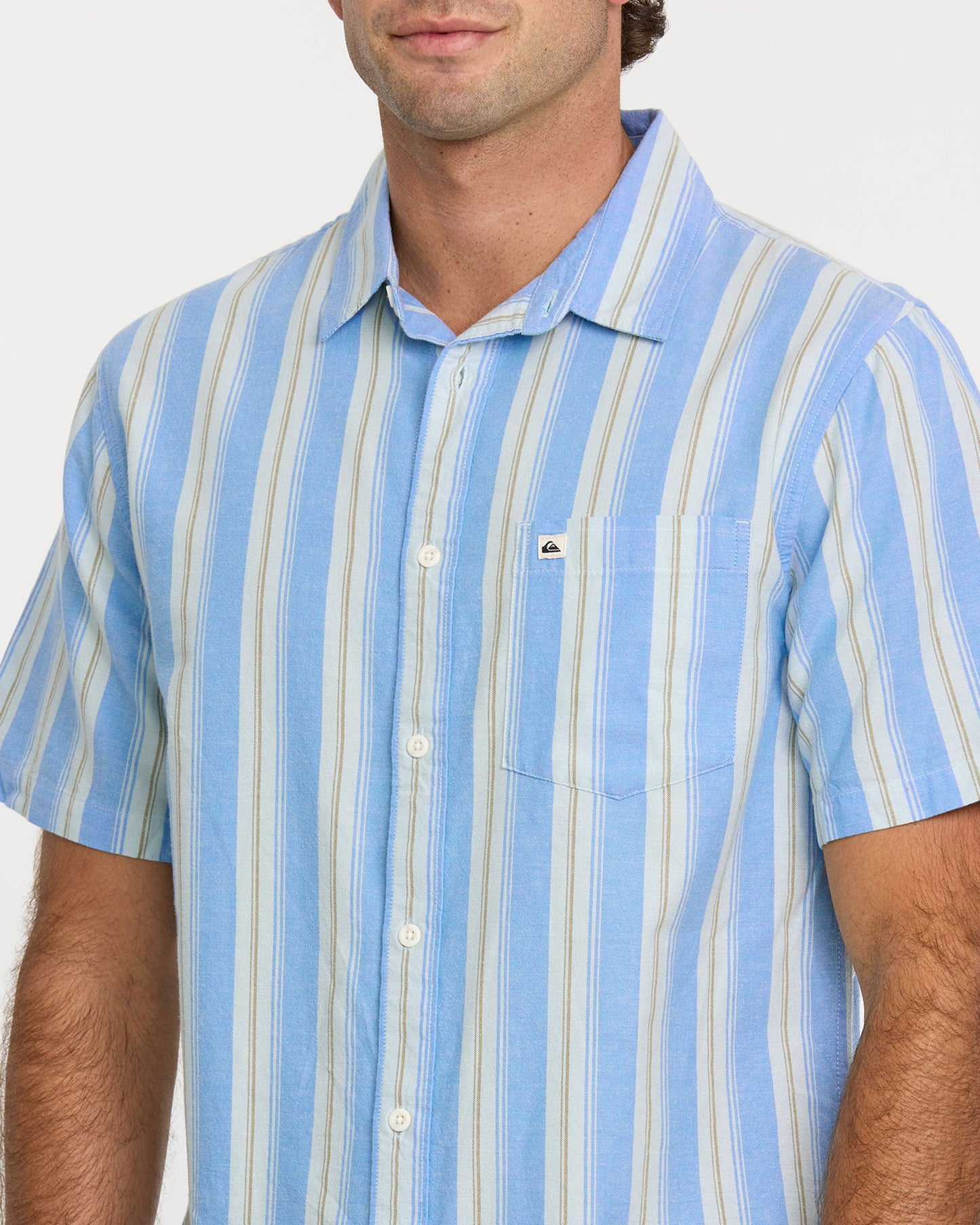 Oxford Stripe Classic Short Sleeve Shirt - Azure Quick Silver Azure