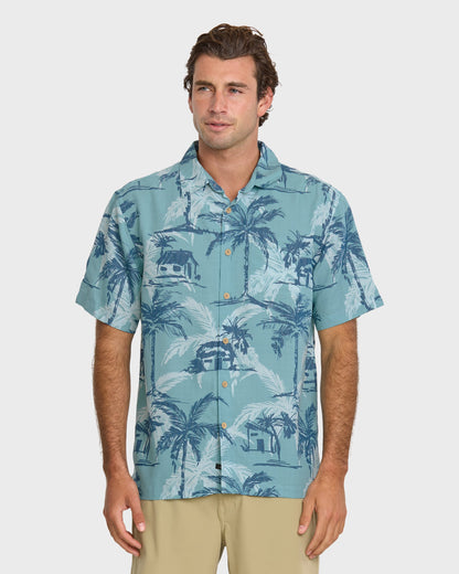 Waterman Off The Grid Shirt - Aqua Quick Silver Aqua