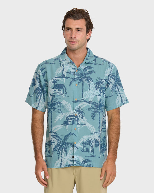Waterman Off The Grid Shirt - Aqua Quick Silver Aqua