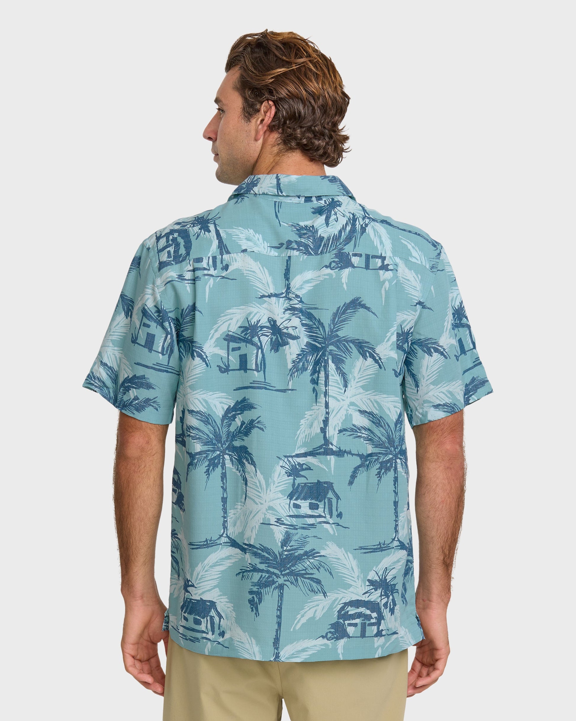 Waterman Off The Grid Shirt - Aqua Quick Silver Aqua