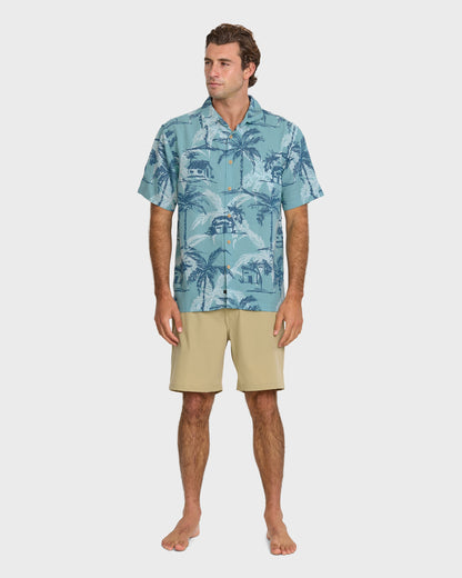 Waterman Off The Grid Shirt - Aqua Quick Silver Aqua
