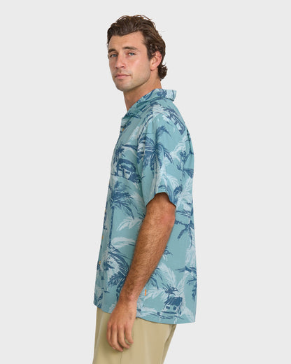 Waterman Off The Grid Shirt - Aqua Quick Silver Aqua