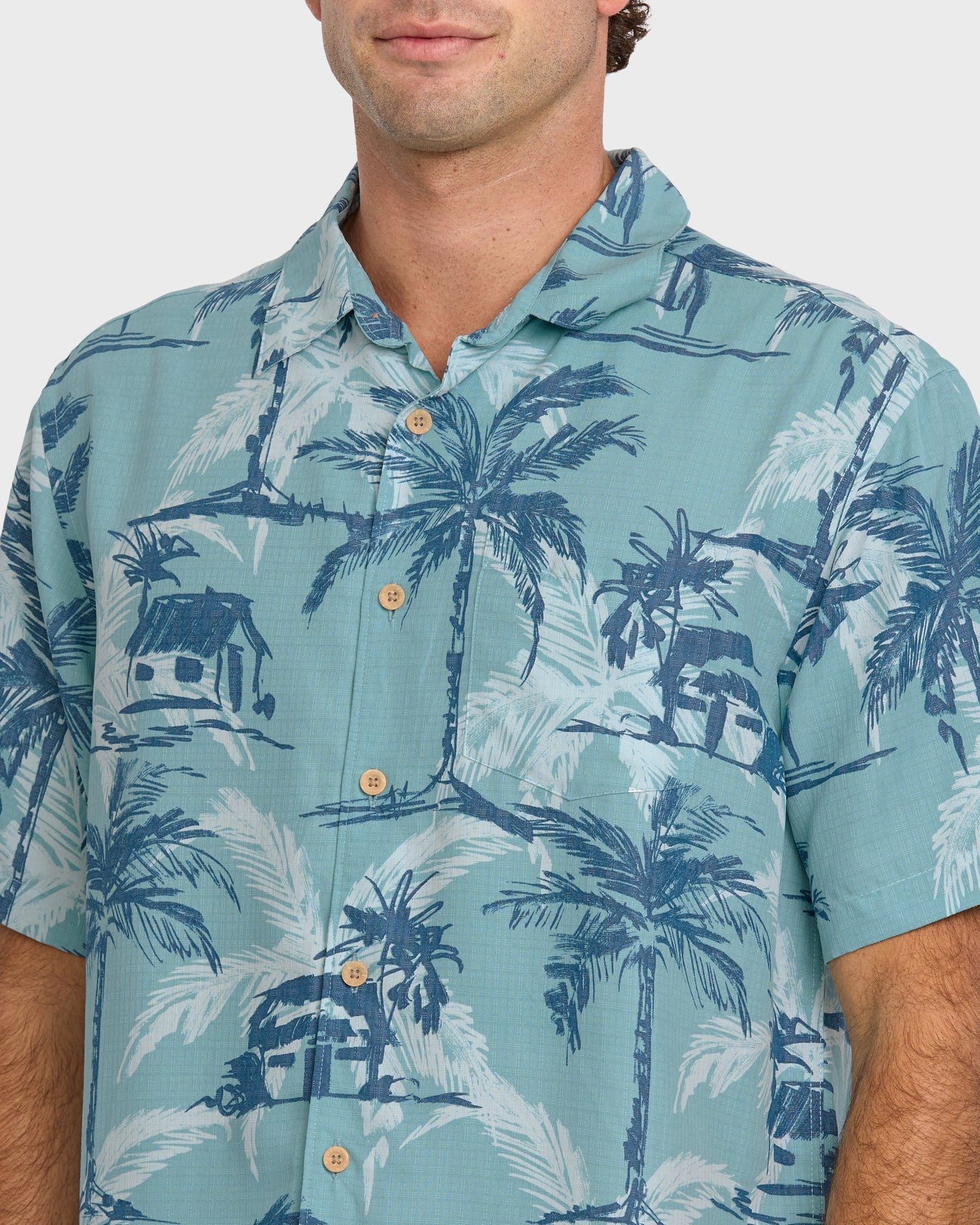 Waterman Off The Grid Shirt - Aqua Quick Silver Aqua