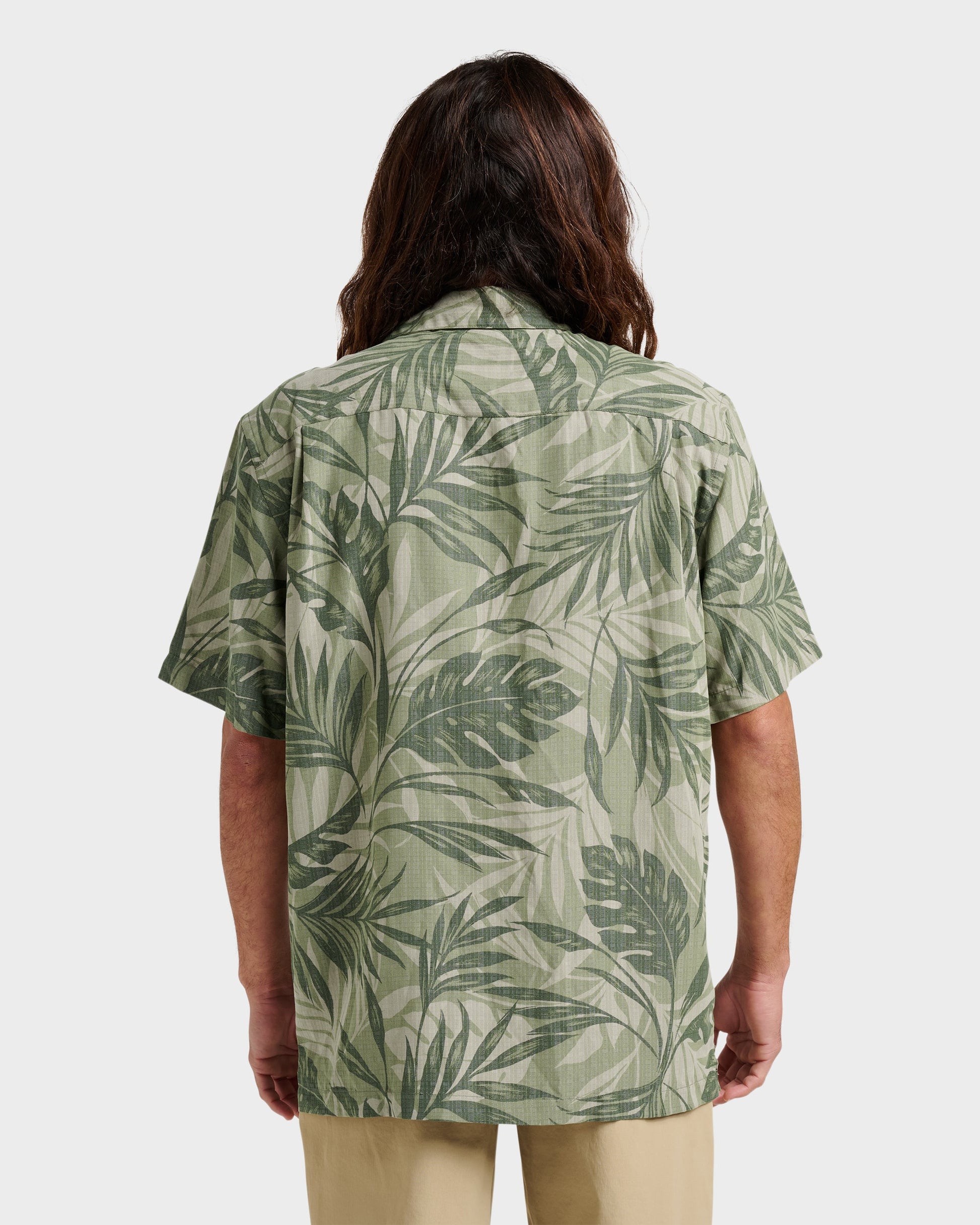 Waterman Botanical Short Sleeve Shirt - Dark Green Quick Silver Dark Green