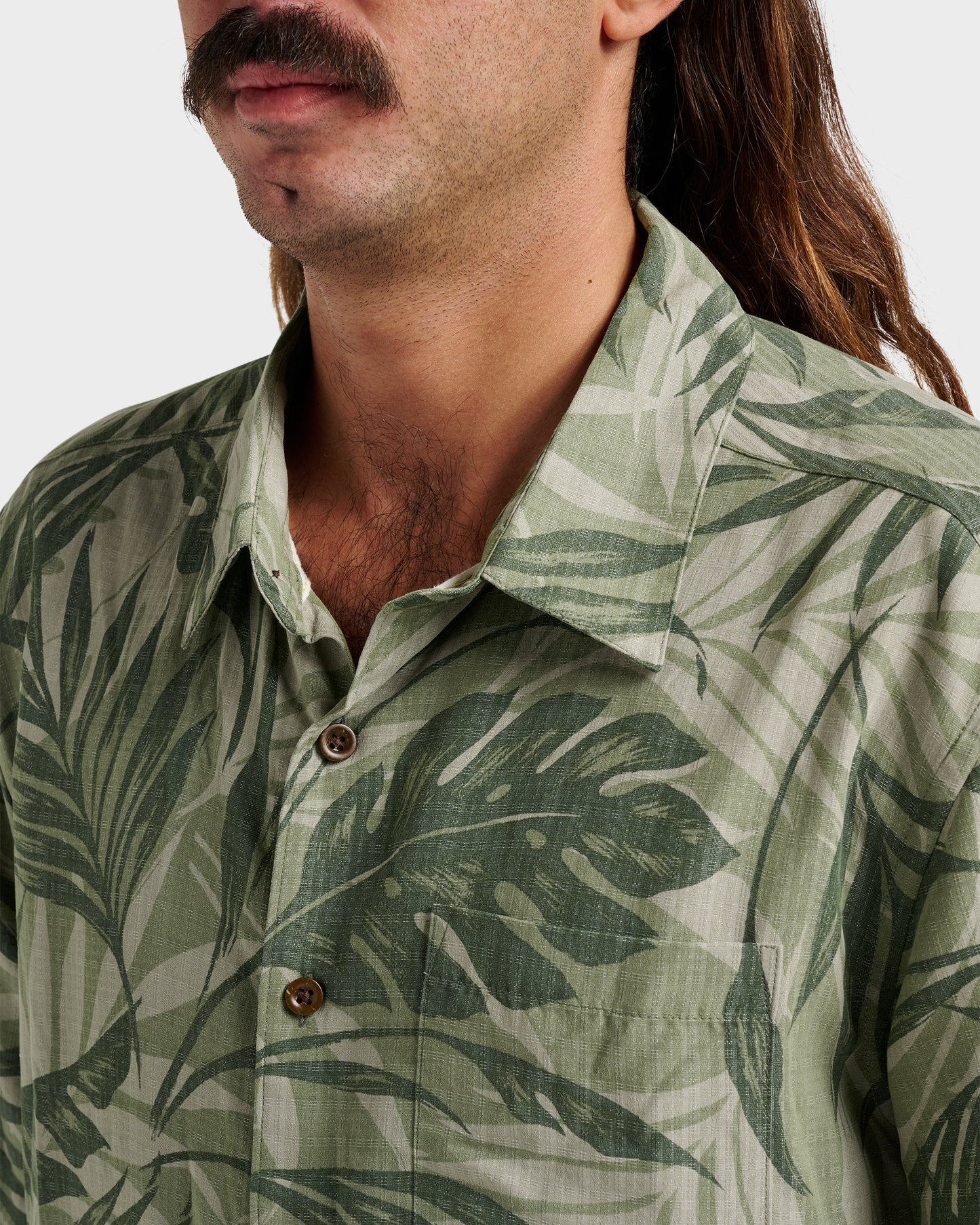 Waterman Botanical Short Sleeve Shirt - Dark Green Quick Silver Dark Green