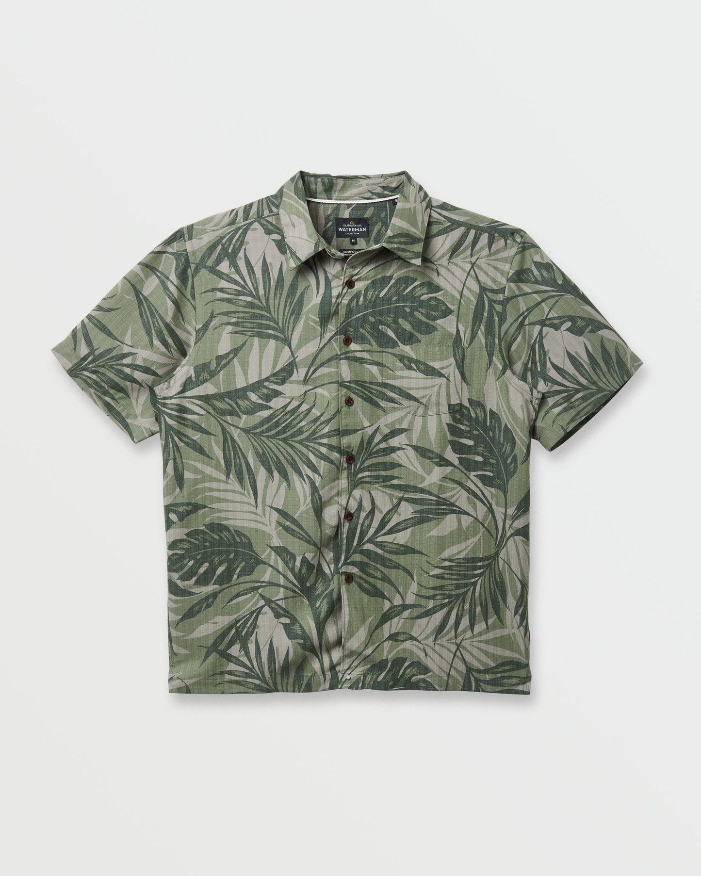 Waterman Botanical Short Sleeve Shirt - Dark Green Quick Silver Dark Green
