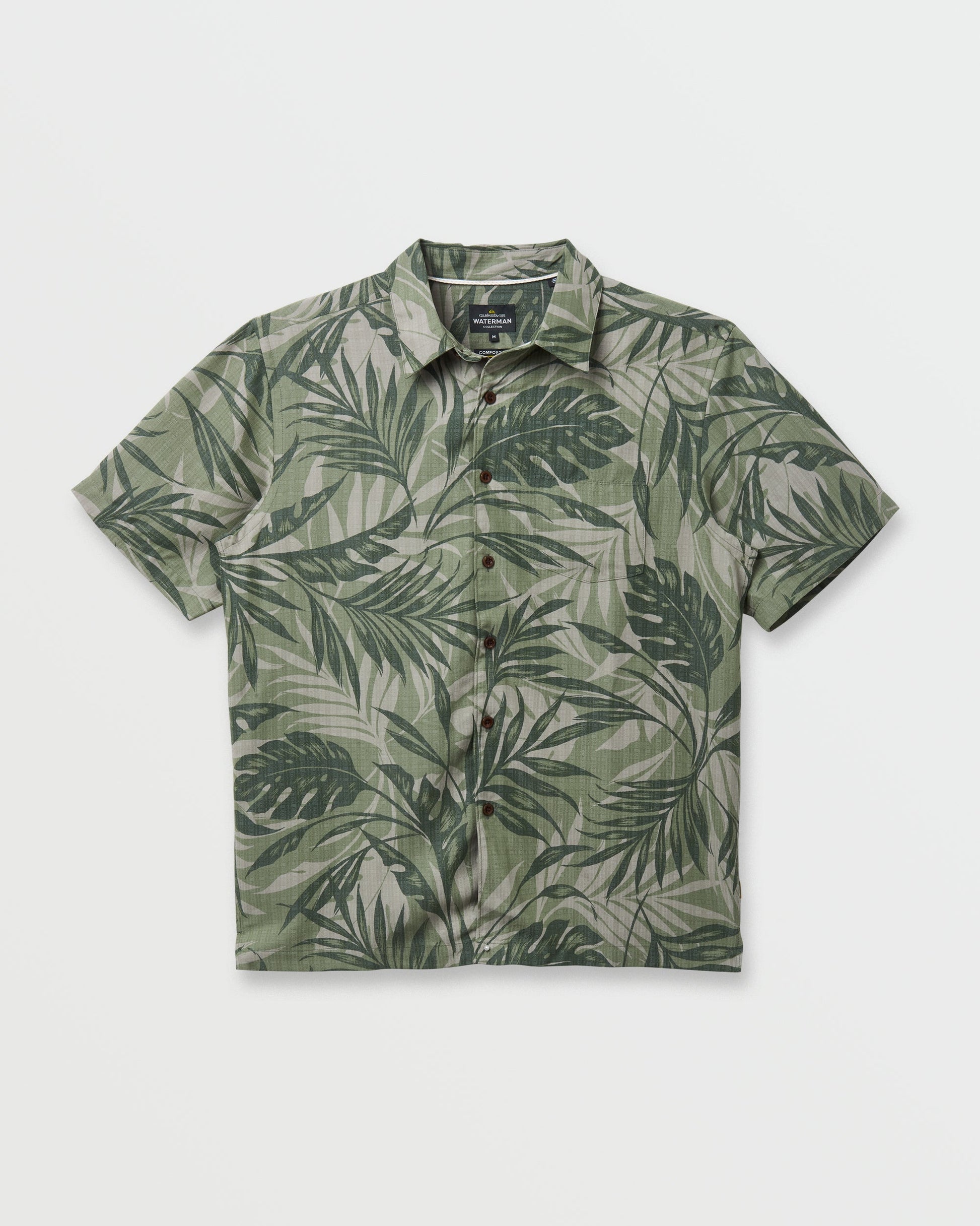 Waterman Botanical Short Sleeve Shirt - Dark Green Quick Silver Dark Green