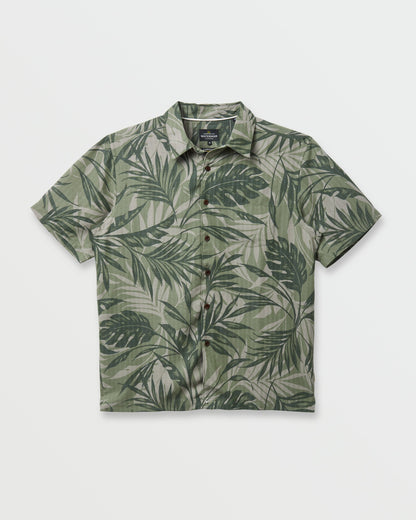Waterman Botanical Short Sleeve Shirt - Dark Green Quick Silver Dark Green
