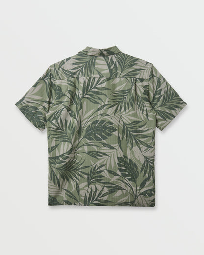 Waterman Botanical Short Sleeve Shirt - Dark Green Quick Silver Dark Green