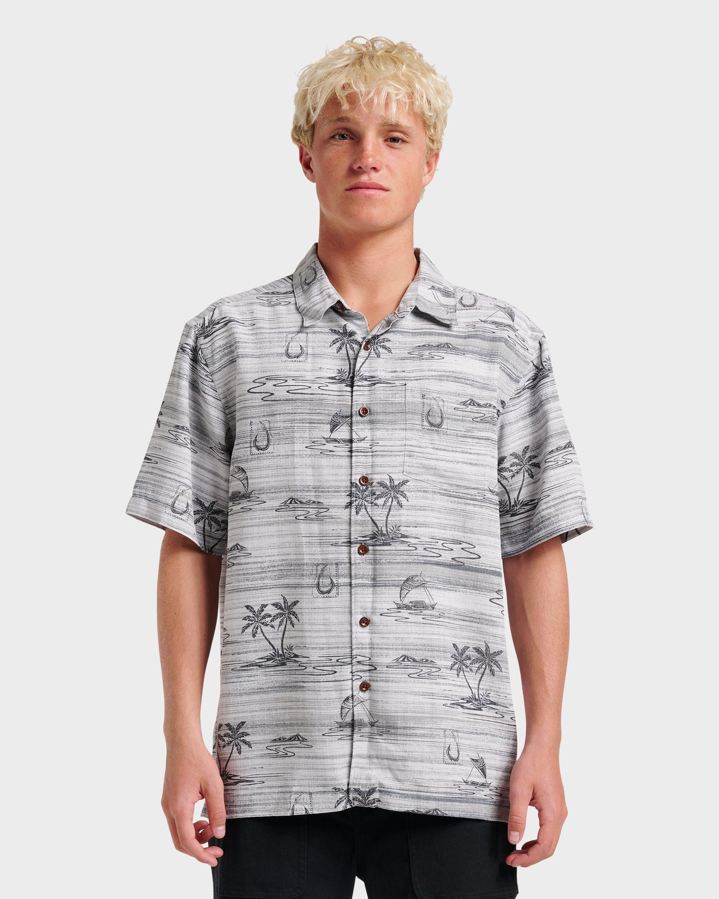 Waterman Island Daze Short Sleeve Shirt - Phantom Quick Silver Phantom