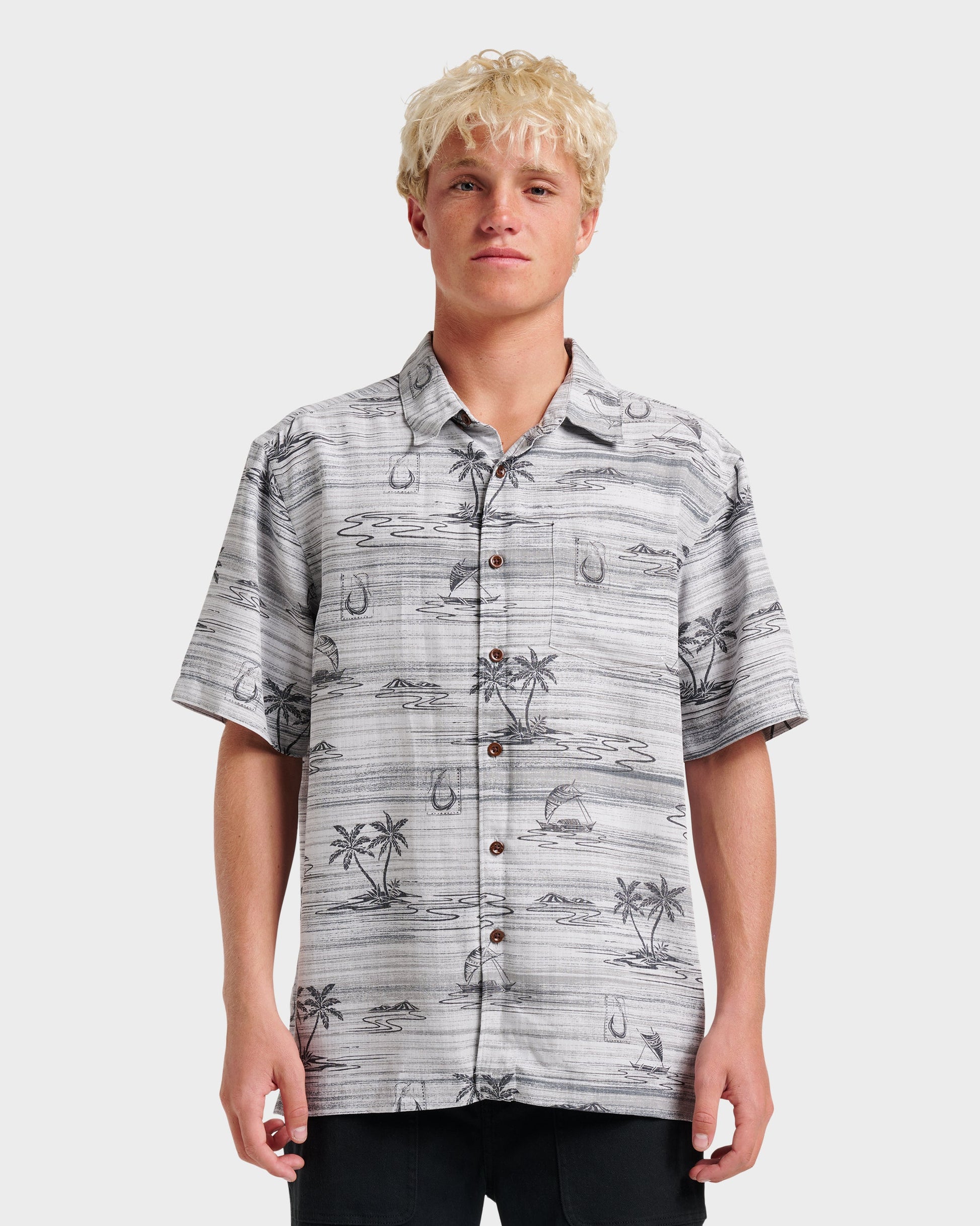 Waterman Island Daze Short Sleeve Shirt - Phantom Quick Silver Phantom