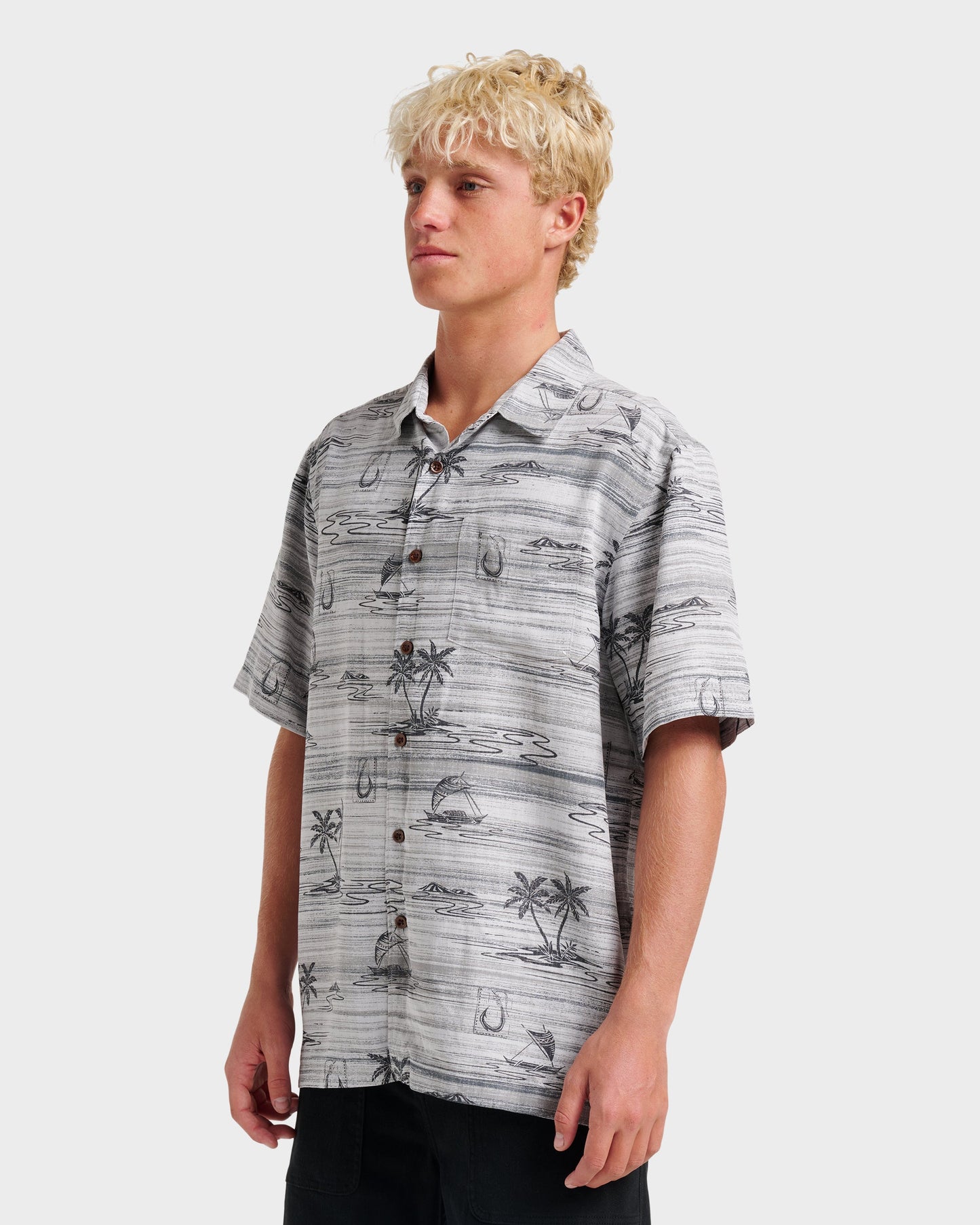 Waterman Island Daze Short Sleeve Shirt - Phantom Quick Silver Phantom