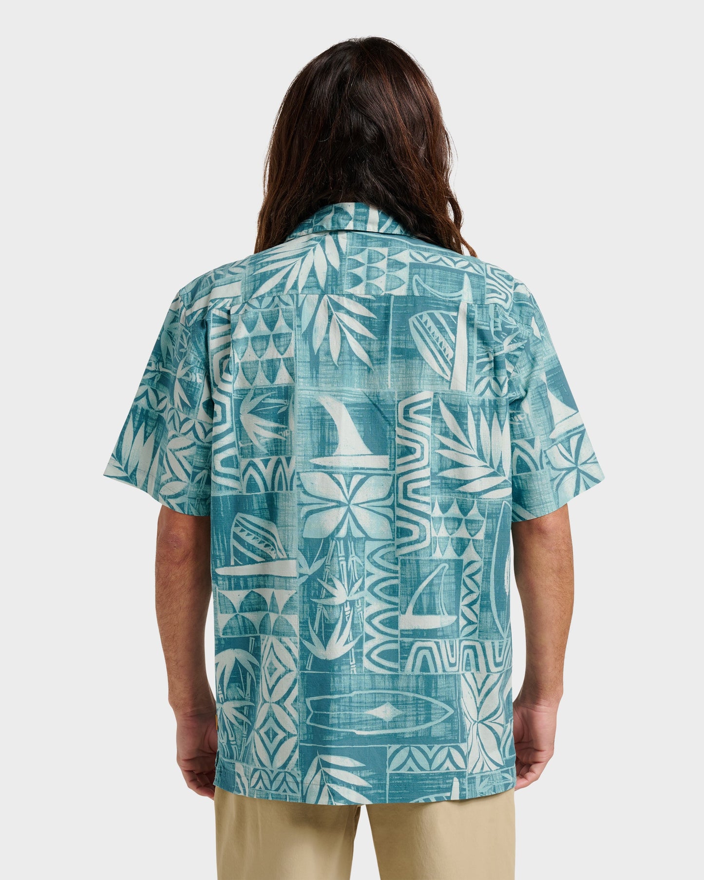 Waterman Talk Story Short Sleeve Shirt - Aqua Sea Quick Silver Aqua Sea