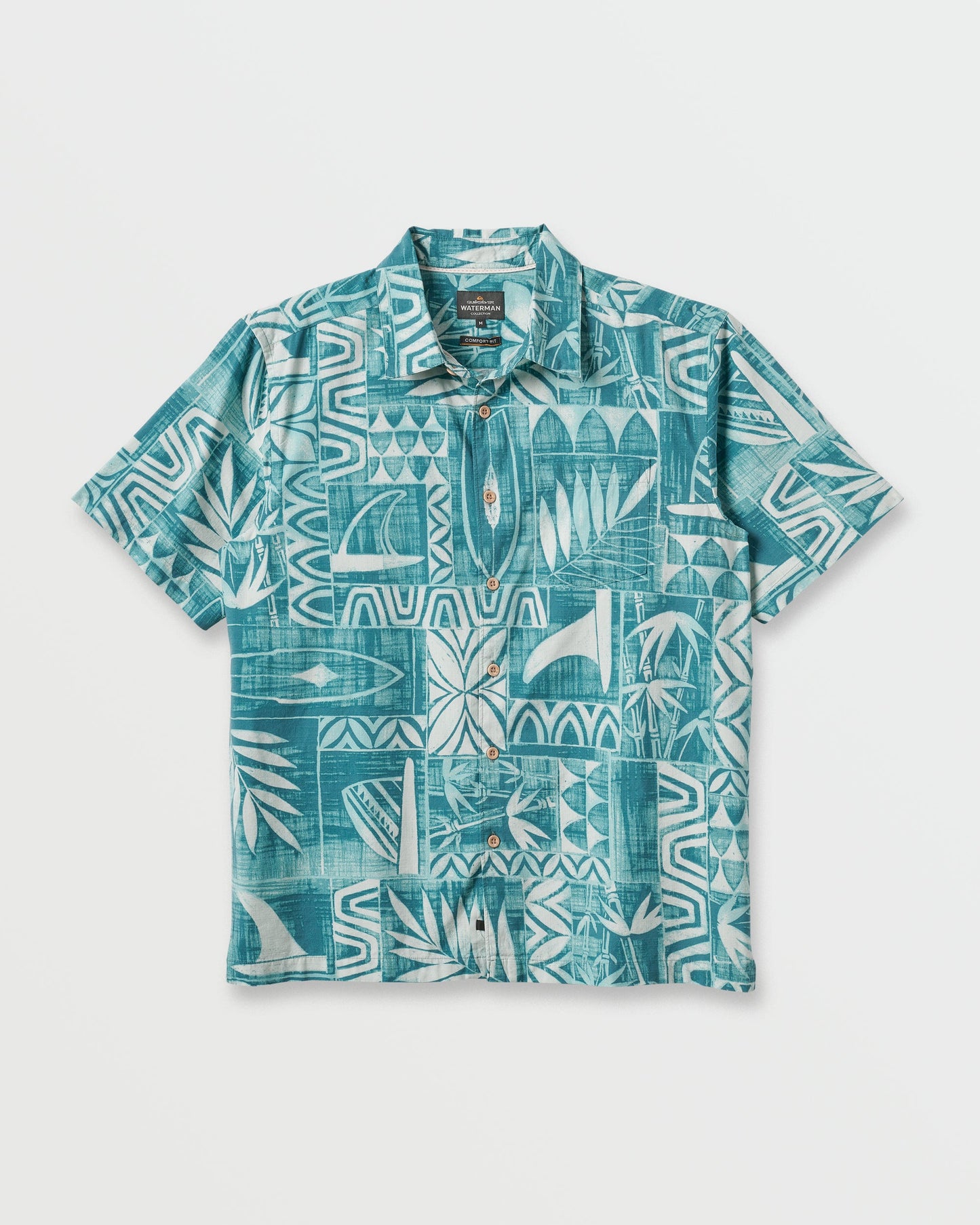 Waterman Talk Story Short Sleeve Shirt - Aqua Sea Quick Silver Aqua Sea