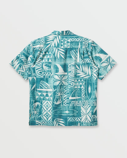 Waterman Talk Story Short Sleeve Shirt - Aqua Sea Quick Silver Aqua Sea