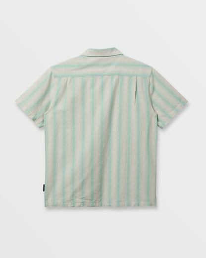 Oxford Stripe Casual Short Sleeve Shirt - Moonstruck Quick Silver Moonstruck