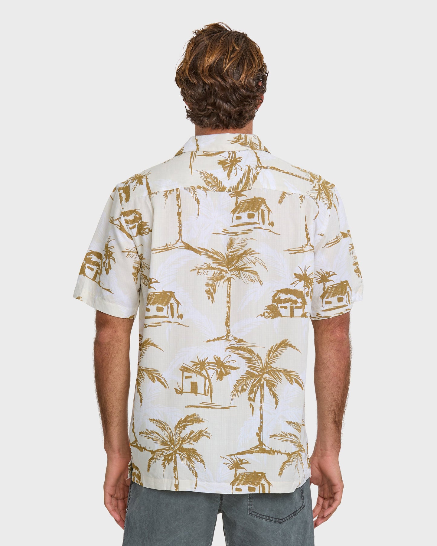 Waterman Off The Grid Shirt - Bone White Quick Silver Bone White