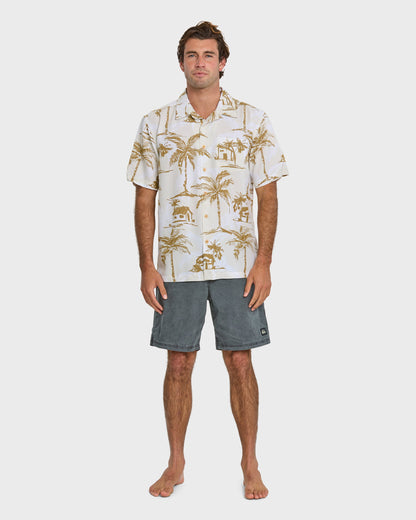 Waterman Off The Grid Shirt - Bone White Quick Silver Bone White