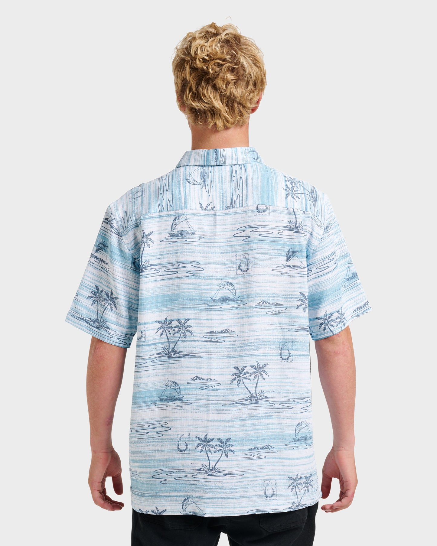 Waterman Island Daze Short Sleeve Shirt - Aqua Sea Quick Silver Aqua Sea