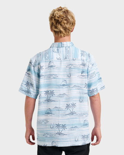 Waterman Island Daze Short Sleeve Shirt - Aqua Sea Quick Silver Aqua Sea