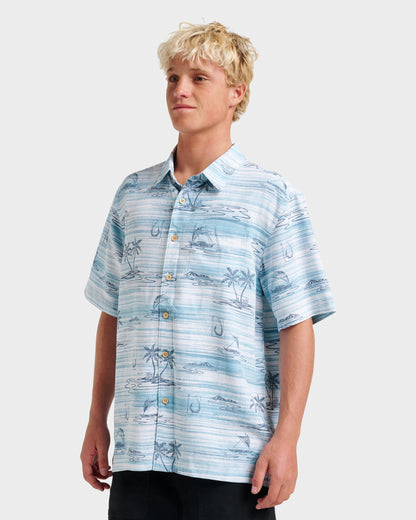 Waterman Island Daze Short Sleeve Shirt - Aqua Sea Quick Silver Aqua Sea