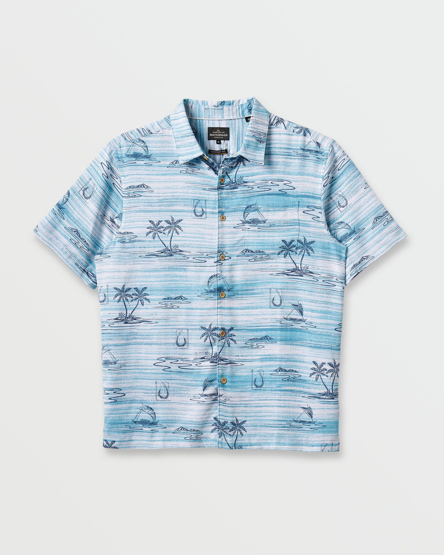 Waterman Island Daze Short Sleeve Shirt - Aqua Sea Quick Silver Aqua Sea