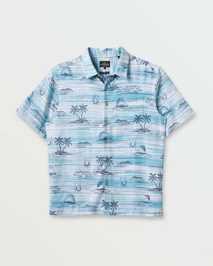 Waterman Island Daze Short Sleeve Shirt - Aqua Sea Quick Silver Aqua Sea