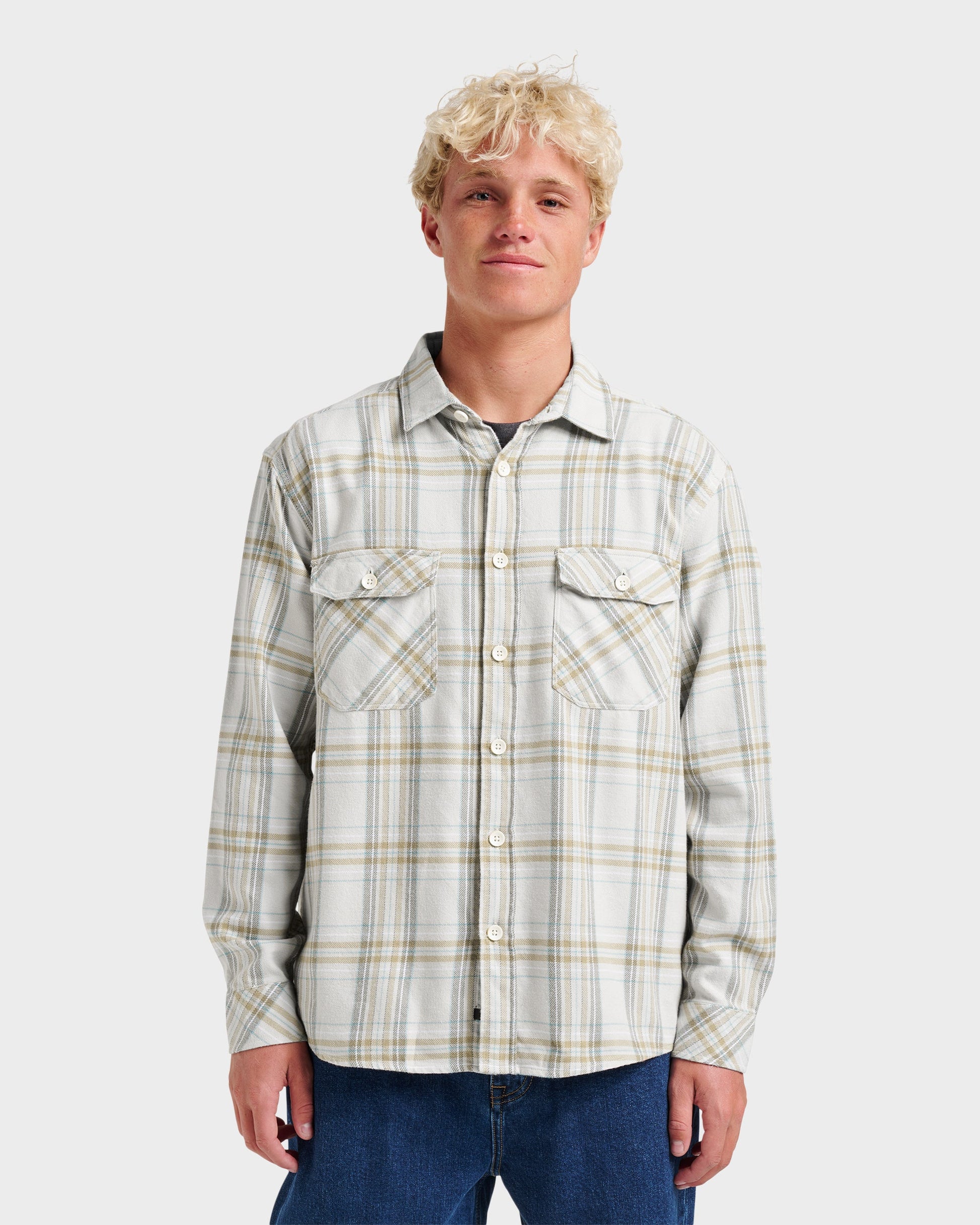 Waterman Bodie Flannel Shirt - Moonbeam Quick Silver Moonbeam