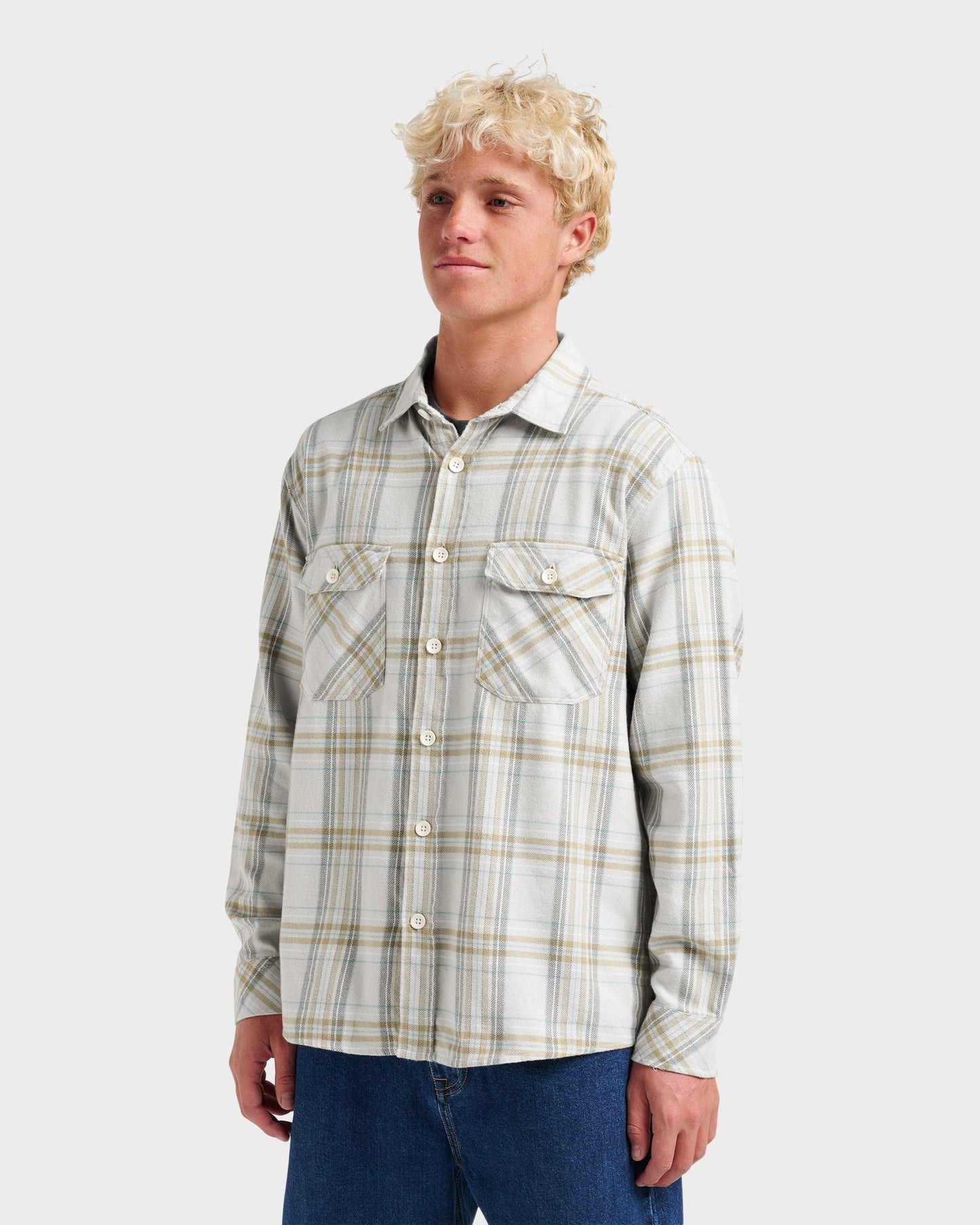 Waterman Bodie Flannel Shirt - Moonbeam Quick Silver Moonbeam