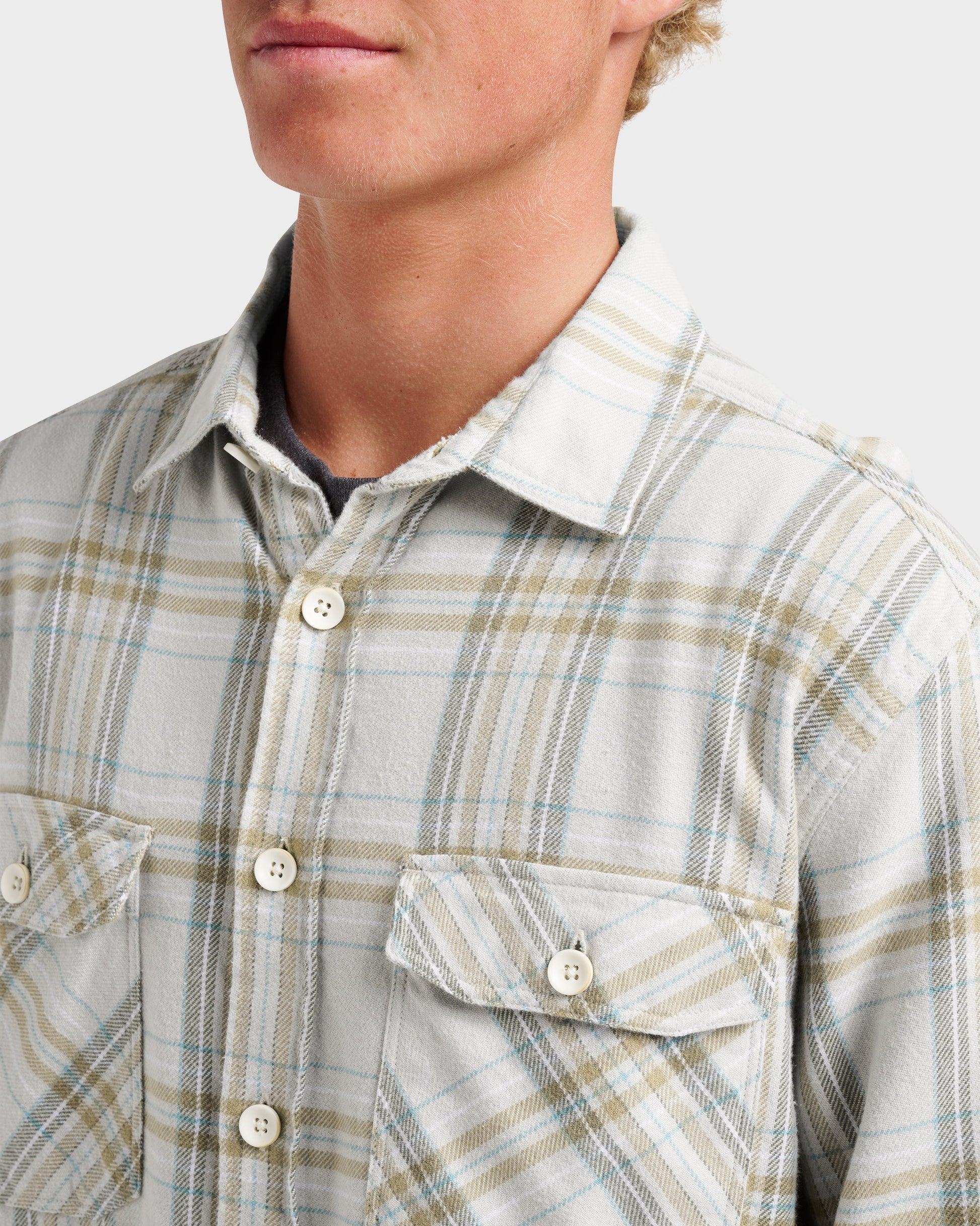 Waterman Bodie Flannel Shirt - Moonbeam Quick Silver Moonbeam