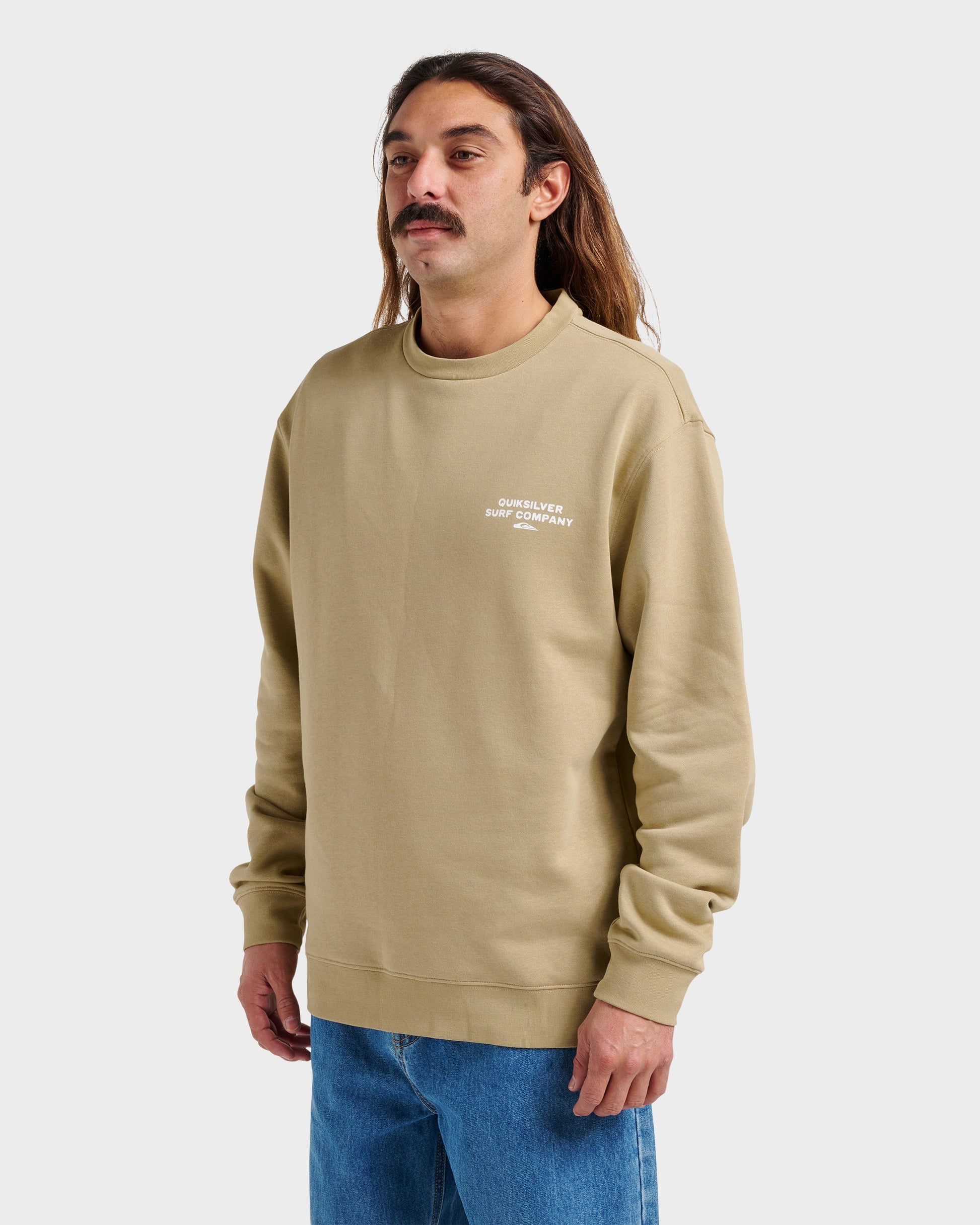 Graphic Crewneck Sweatshirt - Twill Quick Silver Twill