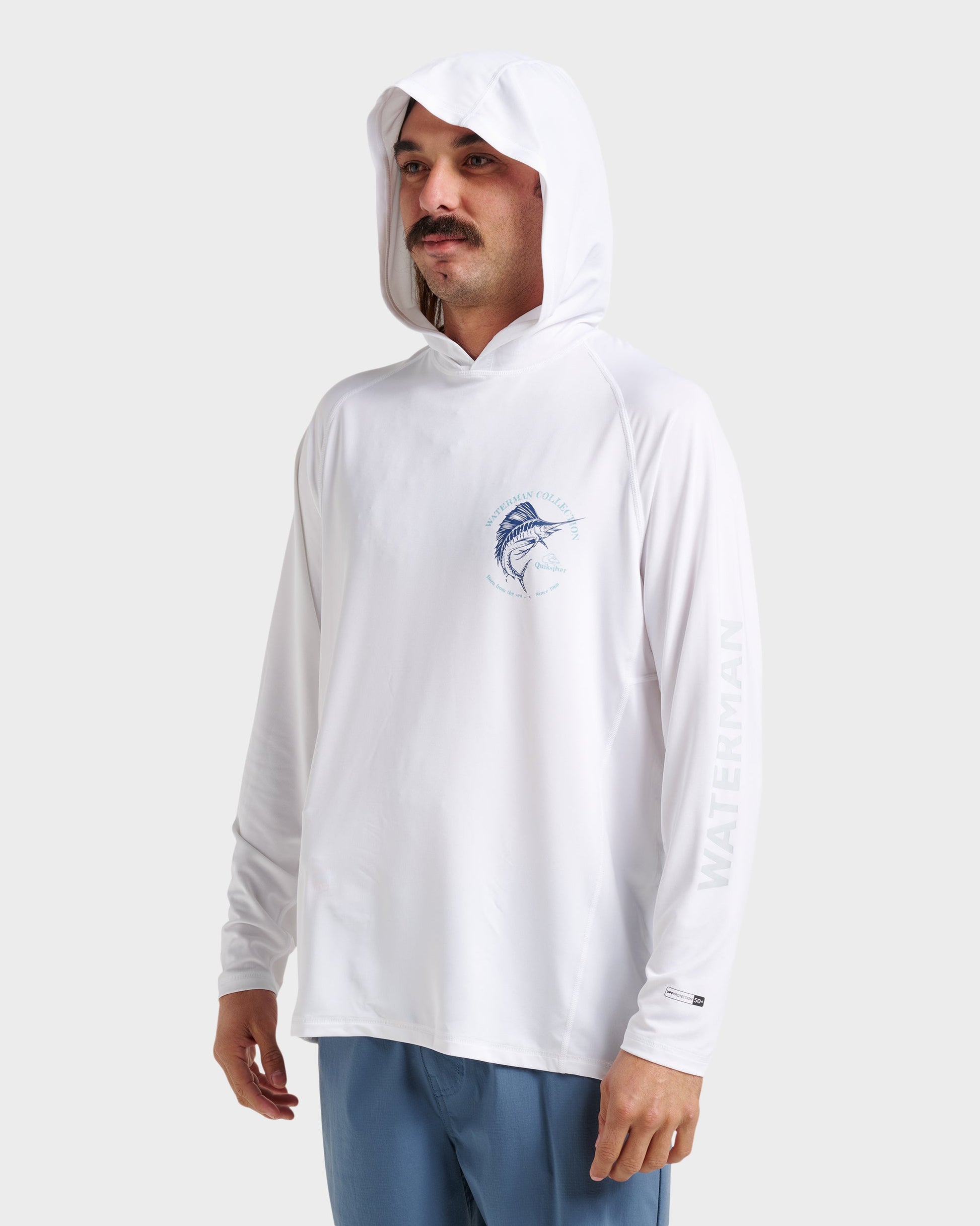 Waterman Marley Hooded Surf Tee - White Quick Silver White