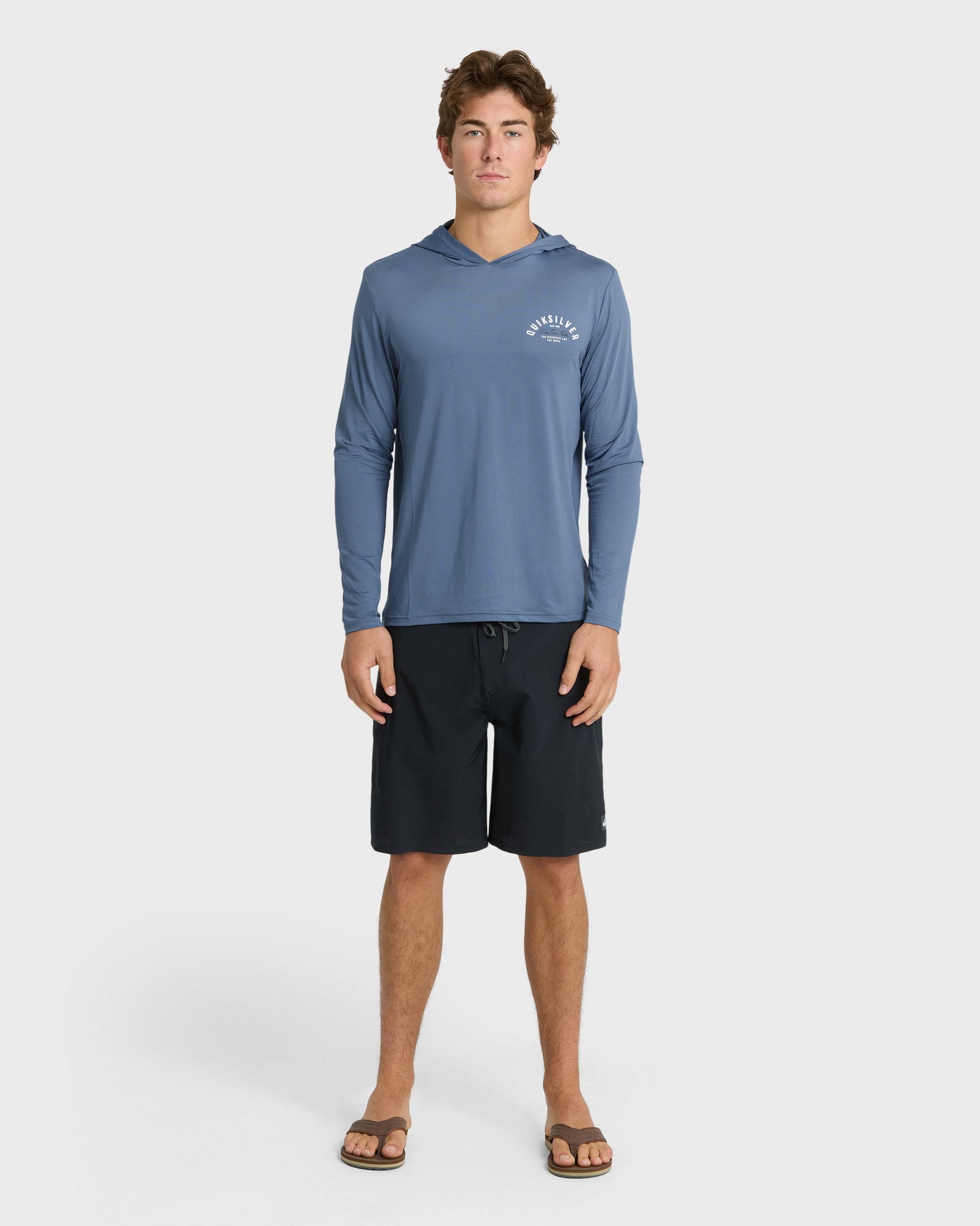 Lookup Long Sleeve Sun Hooded Rashguard - Seaport Quick Silver Seaport