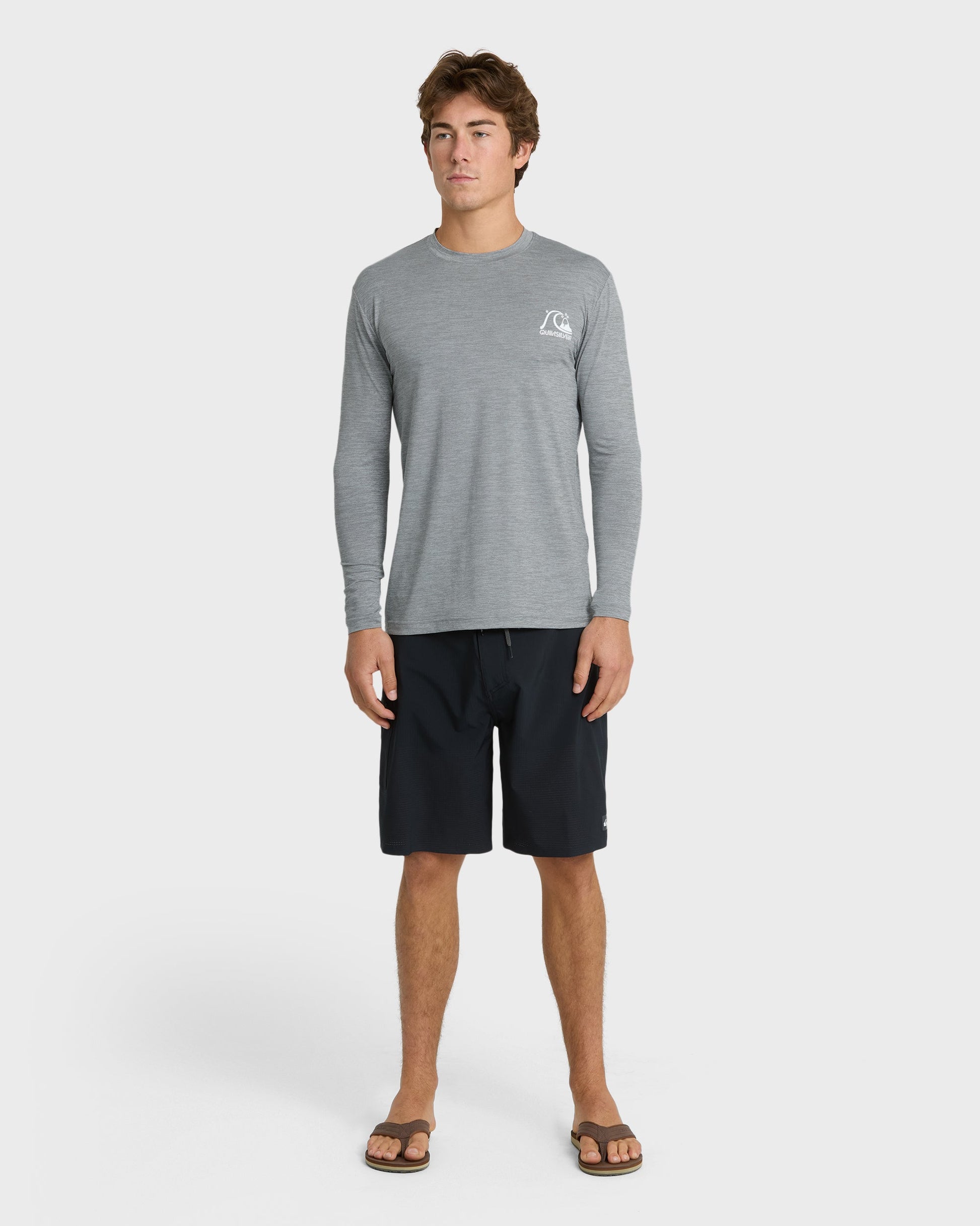 DNA Logo Surf Long Sleeve Surf Tee - Smoked Gray Heather Quick Silver Smoked Gray Heather