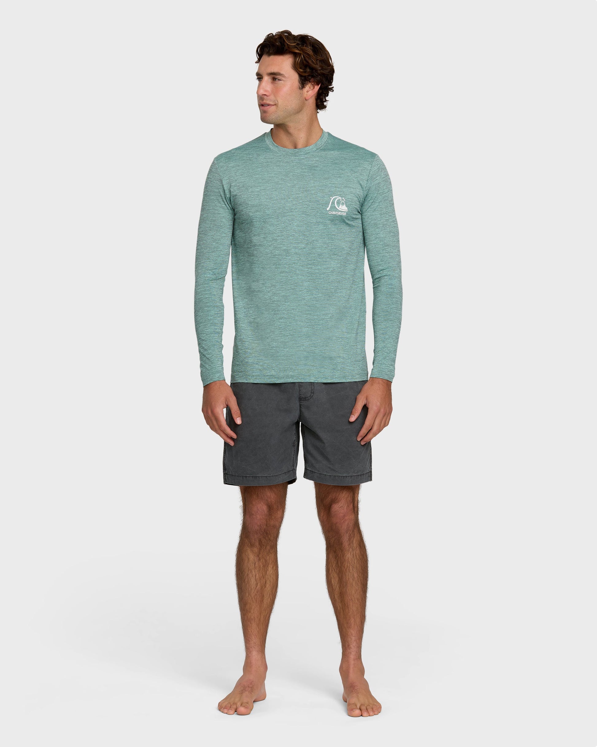 DNA Logo Surf Long Sleeve Surf Tee - Jade Heather Quick Silver Jade Heather